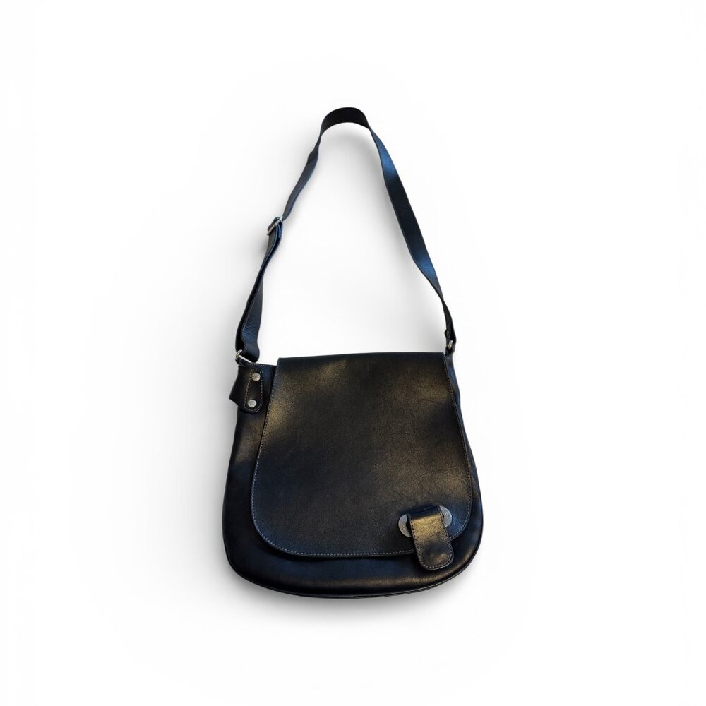 Vintage Prune black leather cross body bag